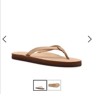 Narrow Strap Tan Rainbow Sandals
